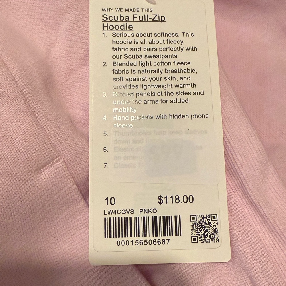 NWT $138 LULULEMON Pink Organza Scuba Full Zip Hoodie Jacket 8, 10, 12 - Picture 14 of 16